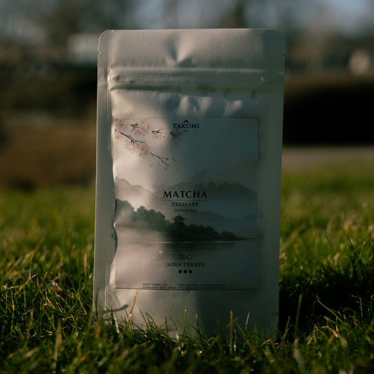 Shinonome Culinary Matcha japán zöld tea por fehér tasakos csomagolásban sütéshez főzéshez és latte készítéshez